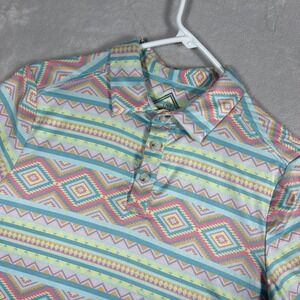 Burlebo Polo Shirt Multi Aztec Abstract Print Performance Stretch Golf Men's SM